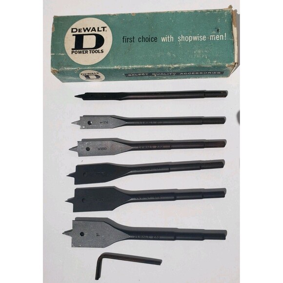 Other - Vintage DeWalt R.H Boring Bit Set No. 3570 W/adapter 3/8,1/2,5/8,3/4,7/8,1”.